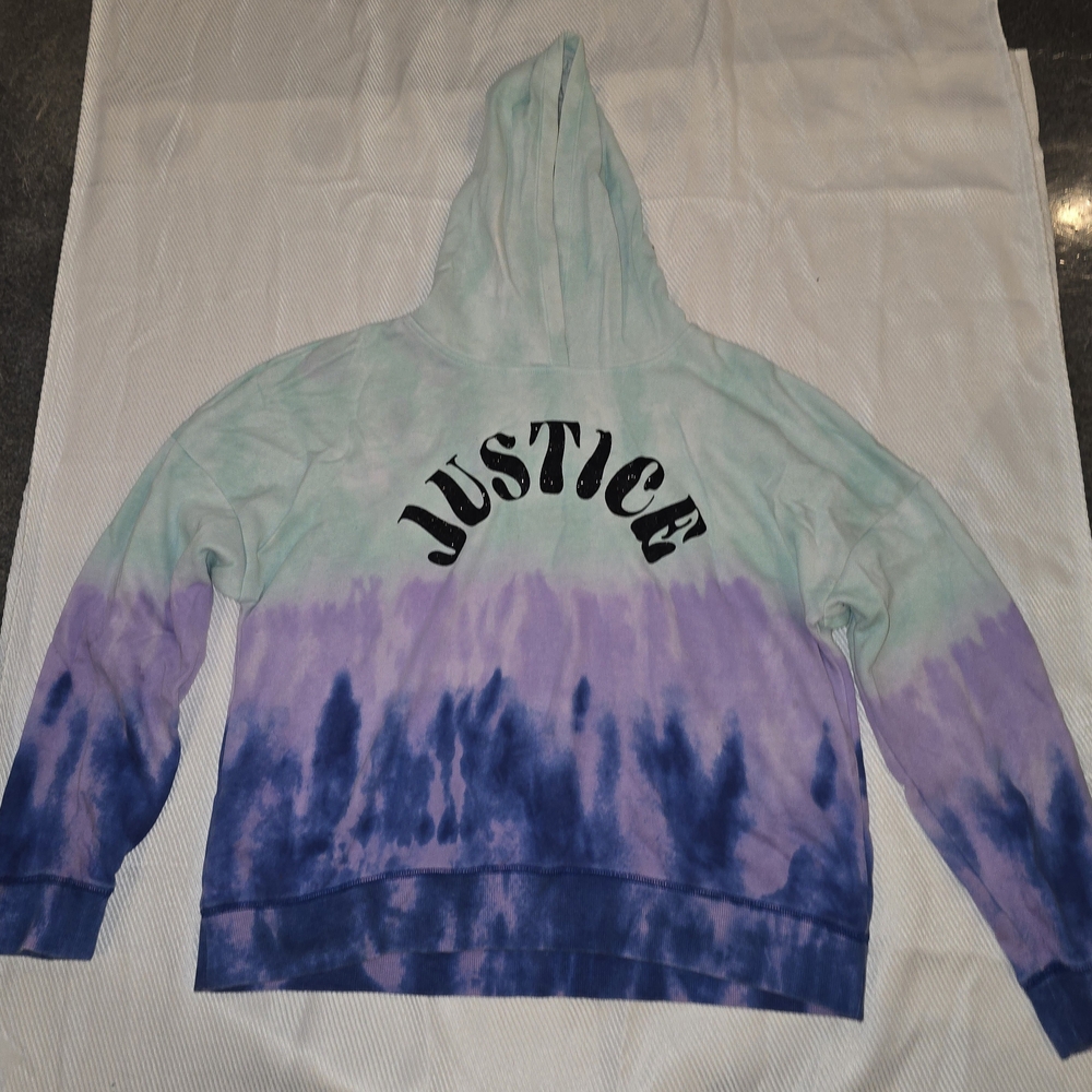 Justice Mint Green and Purple Tie-Dye Hoodie